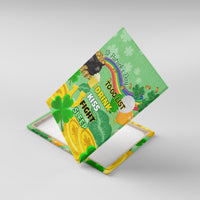 Green shamrock-themed canvas wall art mockup with to-do list text and rainbow