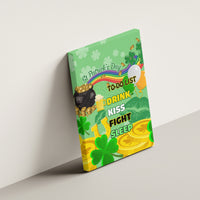 Green St. Patrick’s Day canvas wall art with shamrocks and To-Do List, wall view