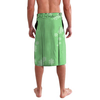 Green sarong skirt with small shamrock pattern and elastic waistband