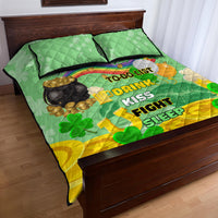 Green and yellow shamrock quilt bed set with rainbow to-do list and clover accents