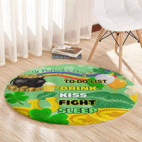 Green round St. Patrick's Day shamrock carpet with To-Do List and holiday lettering