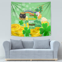 Green St. Patrick's Day tapestry with shamrocks, coins, and To-Do List text