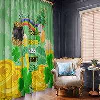 Green St. Patrick's Day curtain panels with shamrocks, rainbow and To-Do List lettering