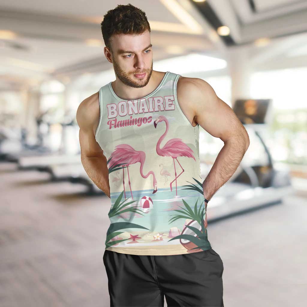 Personalised Bonaire Flamingos Men Tank Top Summer Time Beach Concept