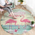 Bonaire Flamingos Round Carpet Summer Time Beach Concept