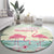 Bonaire Flamingos Round Carpet Summer Time Beach Concept