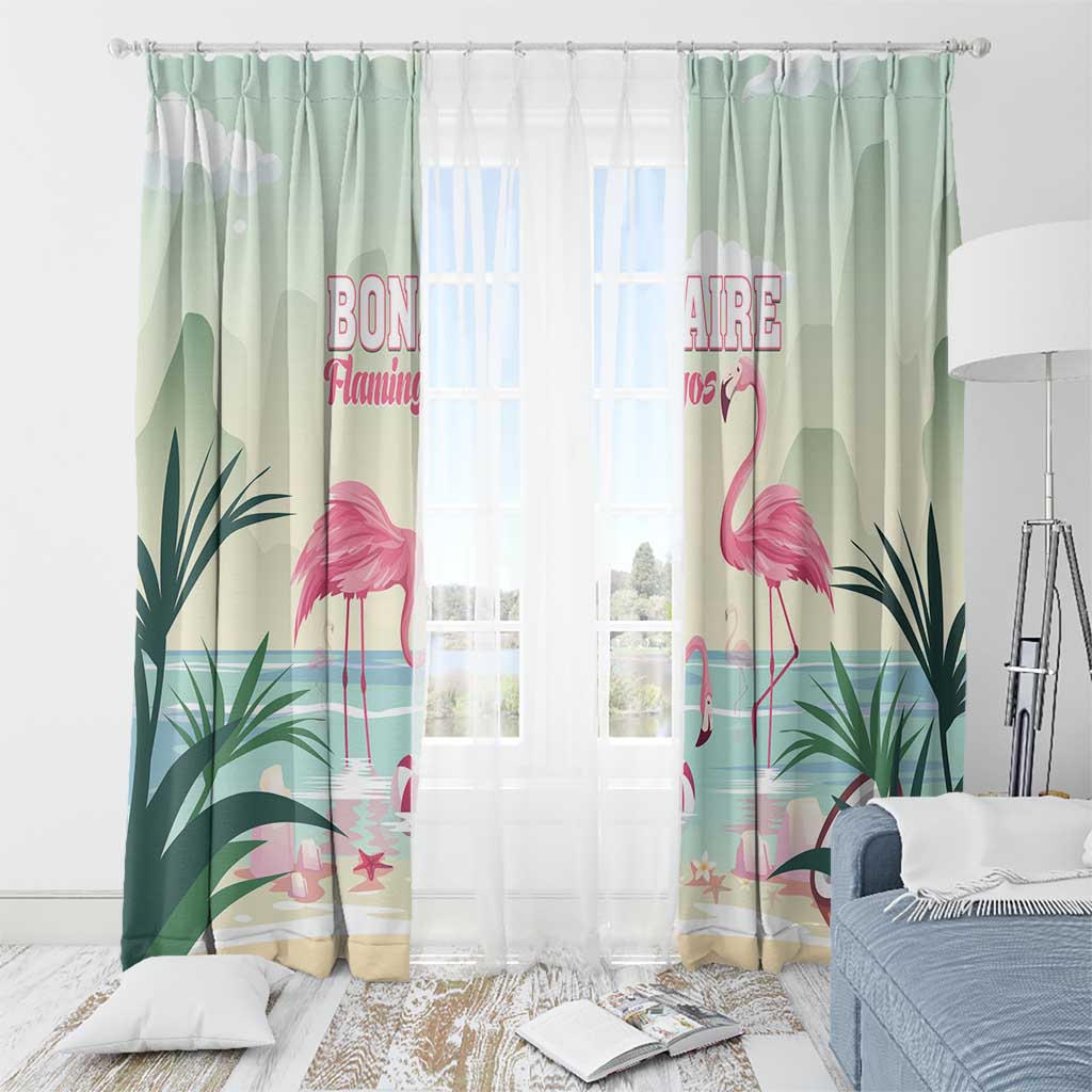 Bonaire Flamingos Window Curtain Summer Time Beach Concept