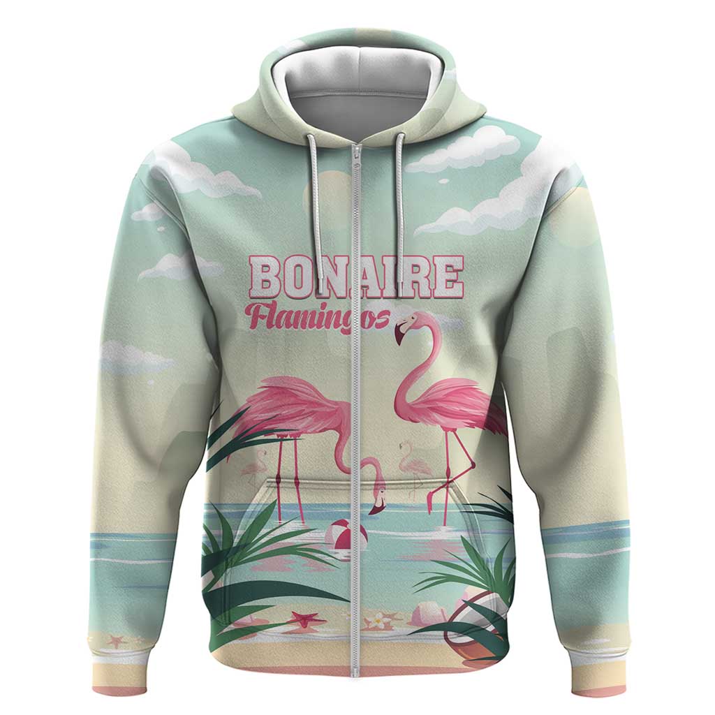 Personalised Bonaire Flamingos Zip Hoodie Summer Time Beach Concept