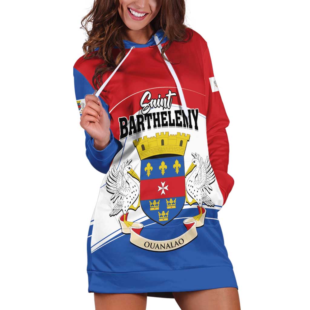 Personalised Saint Barthelemy Hoodie Dress Ouanalao Coat of Arms