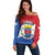 Personalised Saint Barthelemy Off Shoulder Sweater Ouanalao Coat of Arms