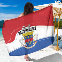 Saint Barthelemy sarong with red, white, and blue coat of arms crest