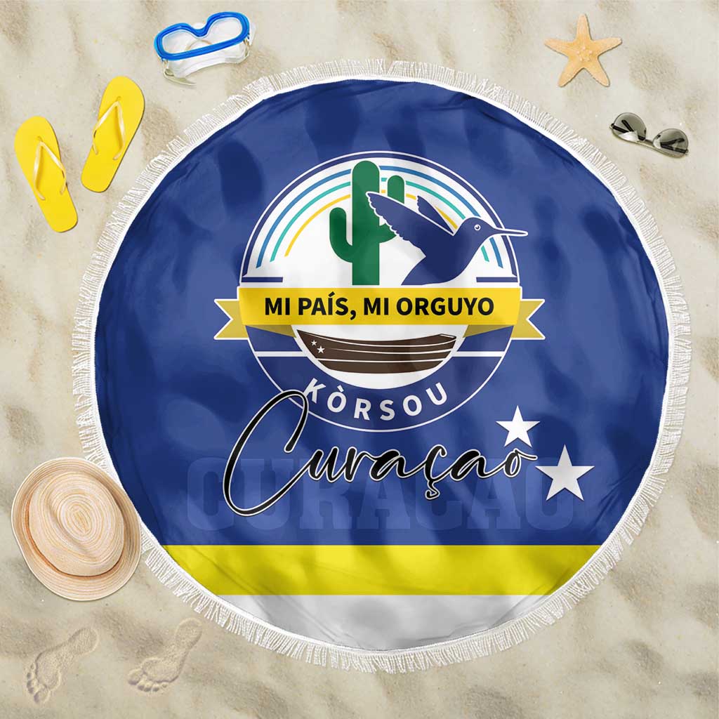 Curacao Beach Blanket Pais Korsou Coat of Arms