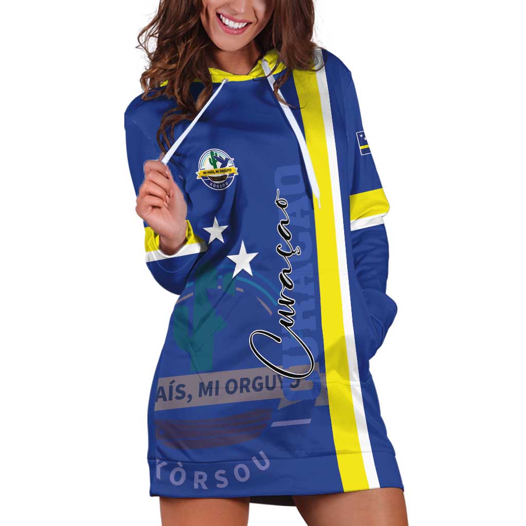 Personalised Curacao Hoodie Dress Pais Korsou Coat of Arms