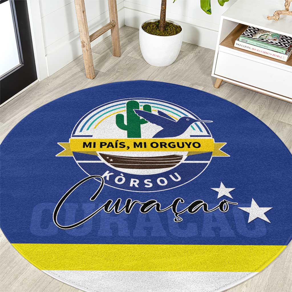 Curacao Round Carpet Pais Korsou Coat of Arms