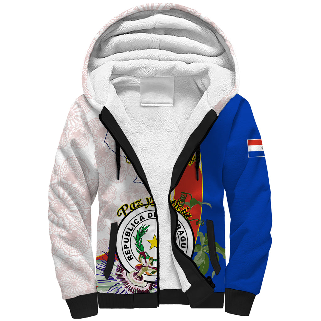 Paraguay Independence Day Sherpa Hoodie Passion Flower Vintage Antique Naduti - Wonder Print Shop