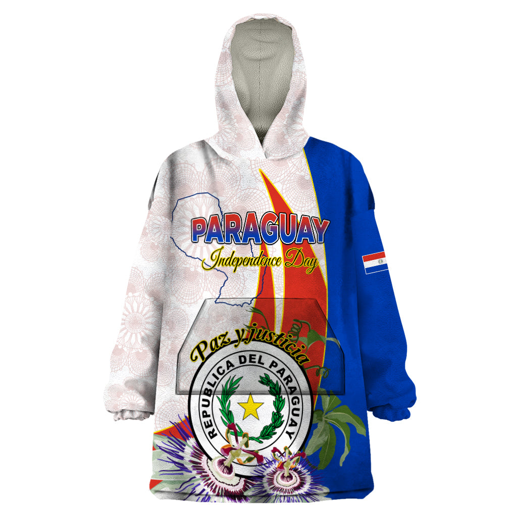 Paraguay Independence Day Wearable Blanket Hoodie Passion Flower Vintage Antique Naduti - Wonder Print Shop