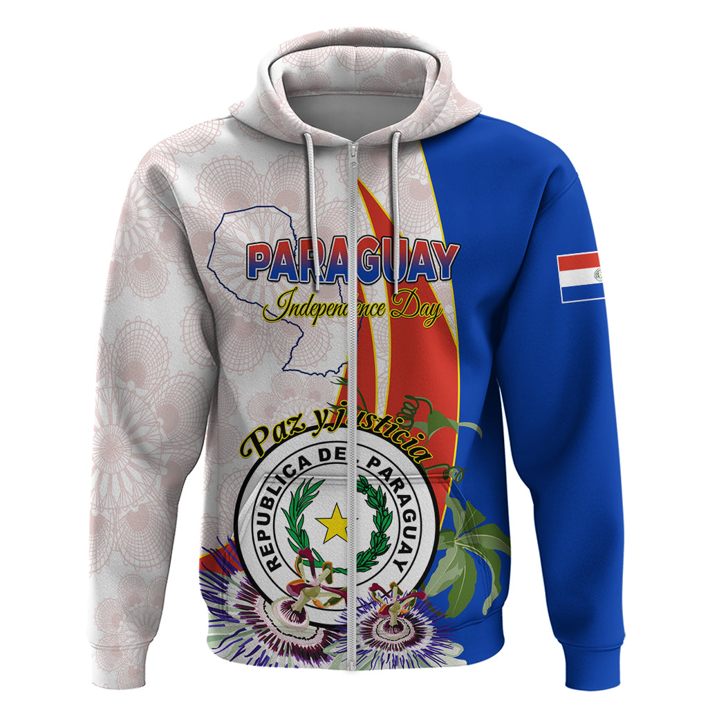 Paraguay Independence Day Zip Hoodie Passion Flower Vintage Antique Naduti - Wonder Print Shop