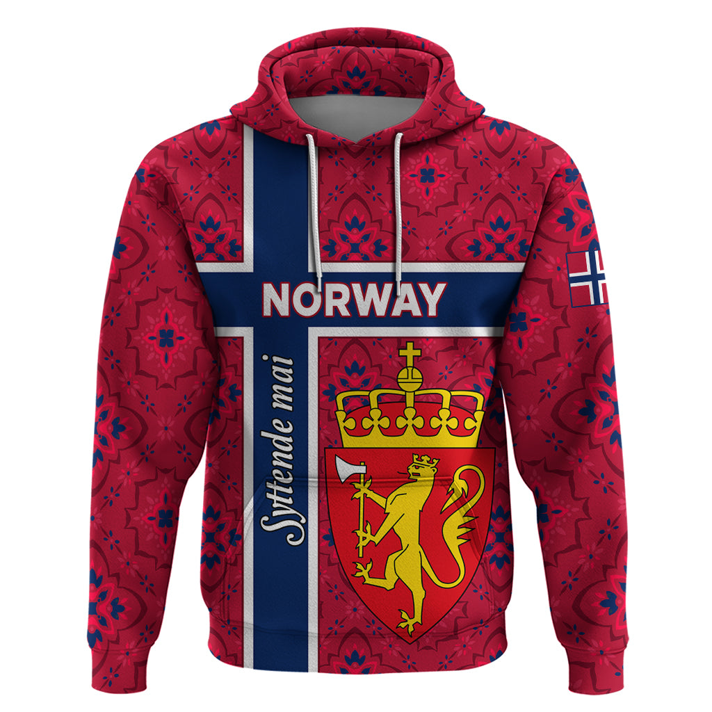 Norway Constitution Day Hoodie Norge Folk Pattern Flag Style - Wonder Print Shop