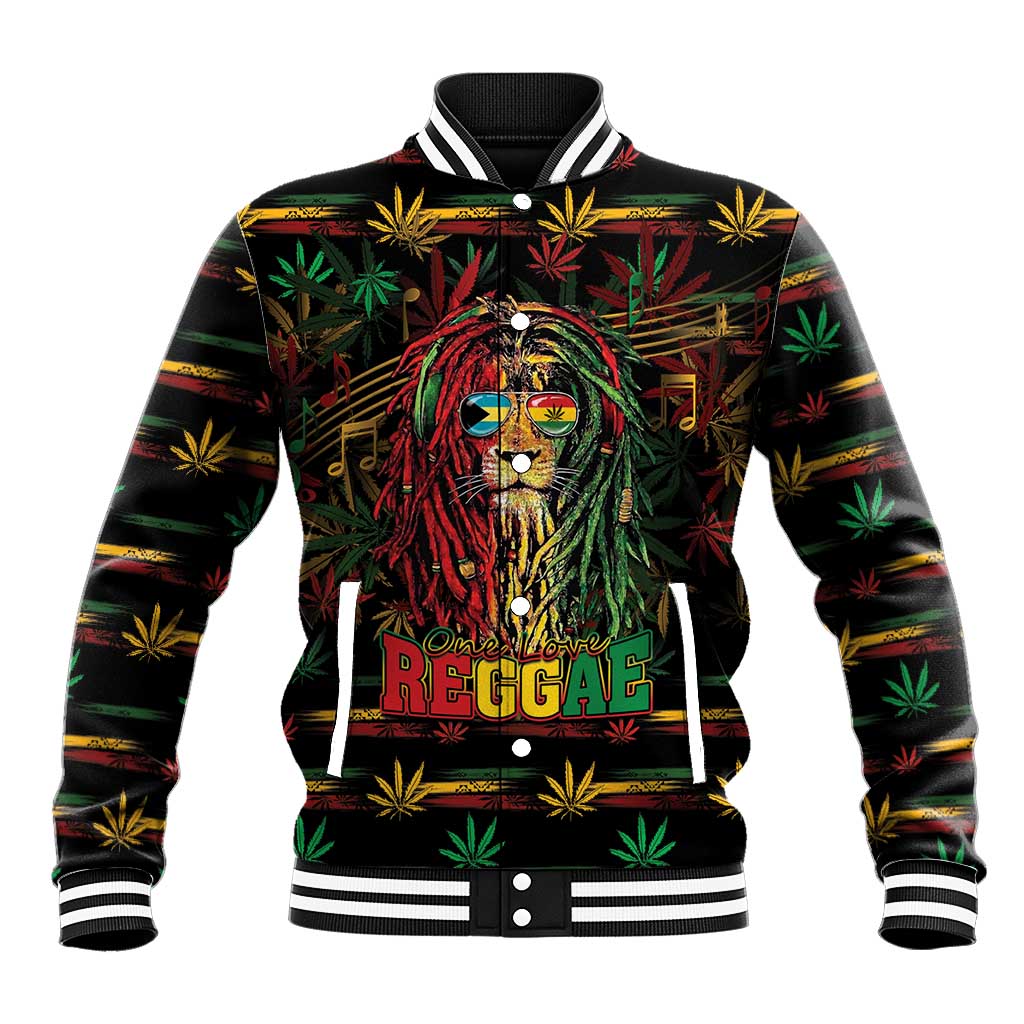 Personalized The Bahamas One Love Reggae Lion Baseball Jacket Caribbean Reggae Spirit