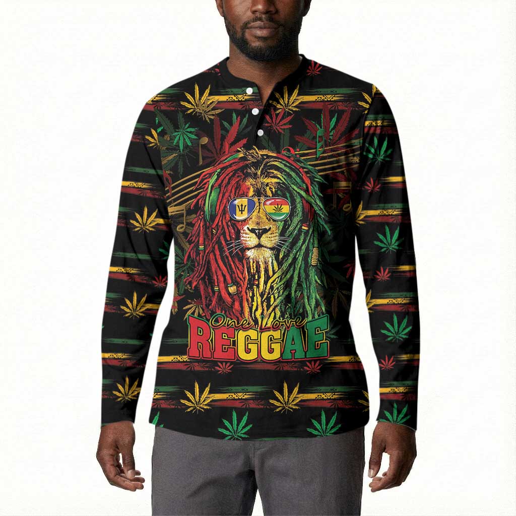 Personalized Barbados One Love Reggae Lion Button Sweatshirt Caribbean Reggae Spirit