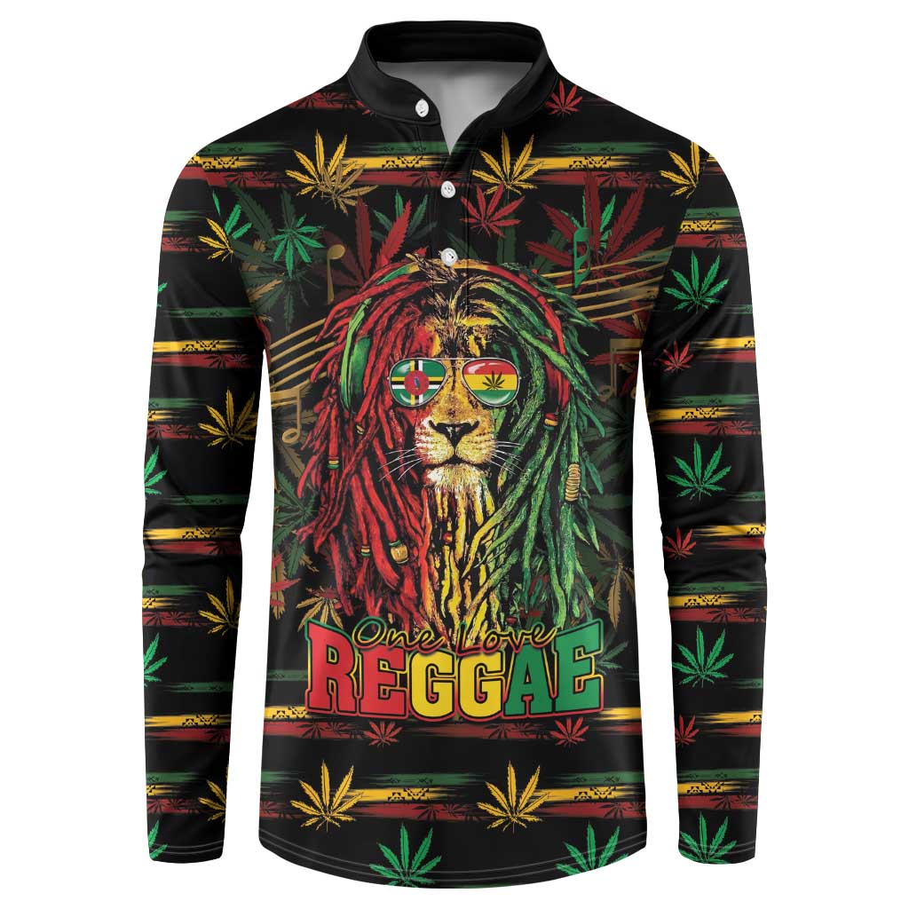 Personalized Dominica One Love Reggae Lion Button Sweatshirt Caribbean Reggae Spirit