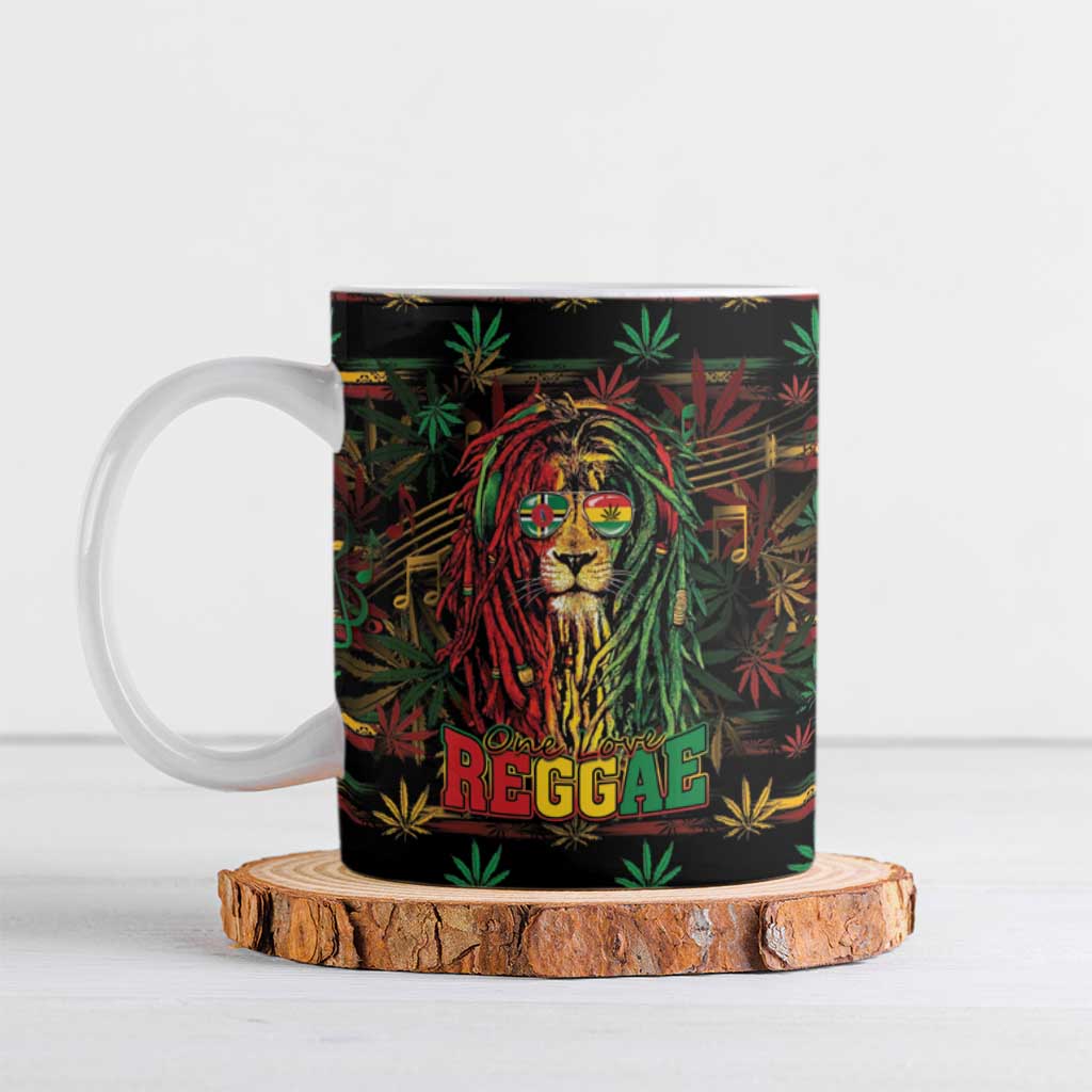 Personalized Dominica One Love Reggae Lion Ceramic Mug Caribbean Reggae Spirit