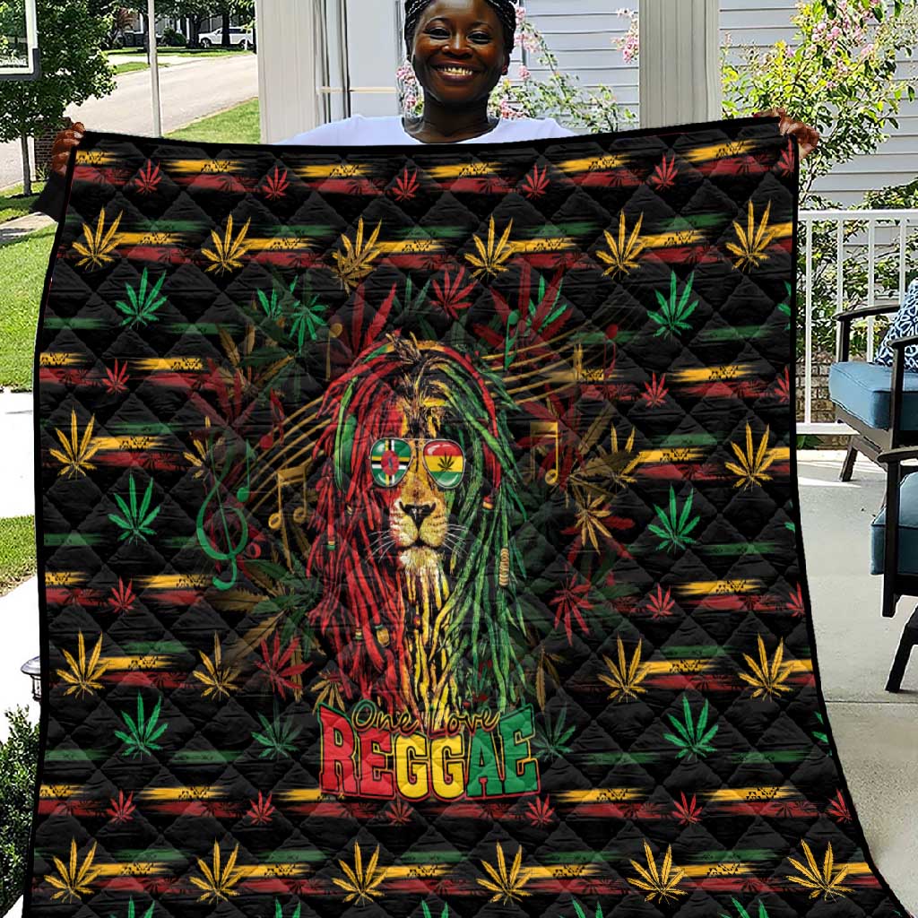 Dominica One Love Reggae Lion Quilt Caribbean Reggae Spirit
