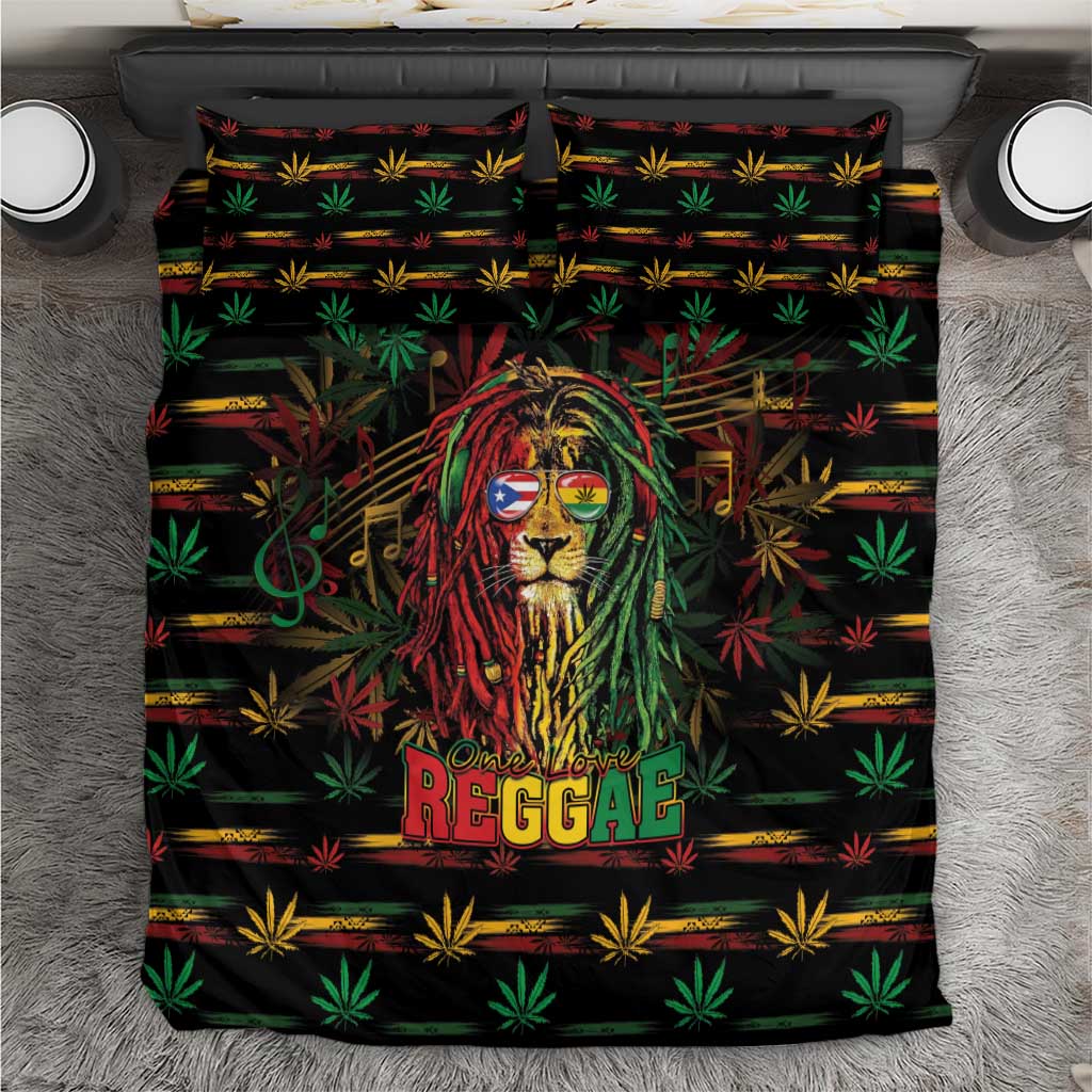 Puerto Rico One Love Reggae Lion Bedding Set Caribbean Reggae Spirit