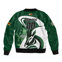 Custom Rugby Zimbabwe Sleeve Zip Bomber Jacket Sables Is The Champion - Wonder Print Shop