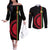 malawi-couples-matching-off-the-shoulder-long-sleeve-dress-and-long-sleeve-button-shirts-with-coat-of-arms-flag-style