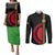 Malawi Couples Matching Puletasi Dress and Long Sleeve Button Shirts With Coat Of Arms Flag Style - Wonder Print Shop