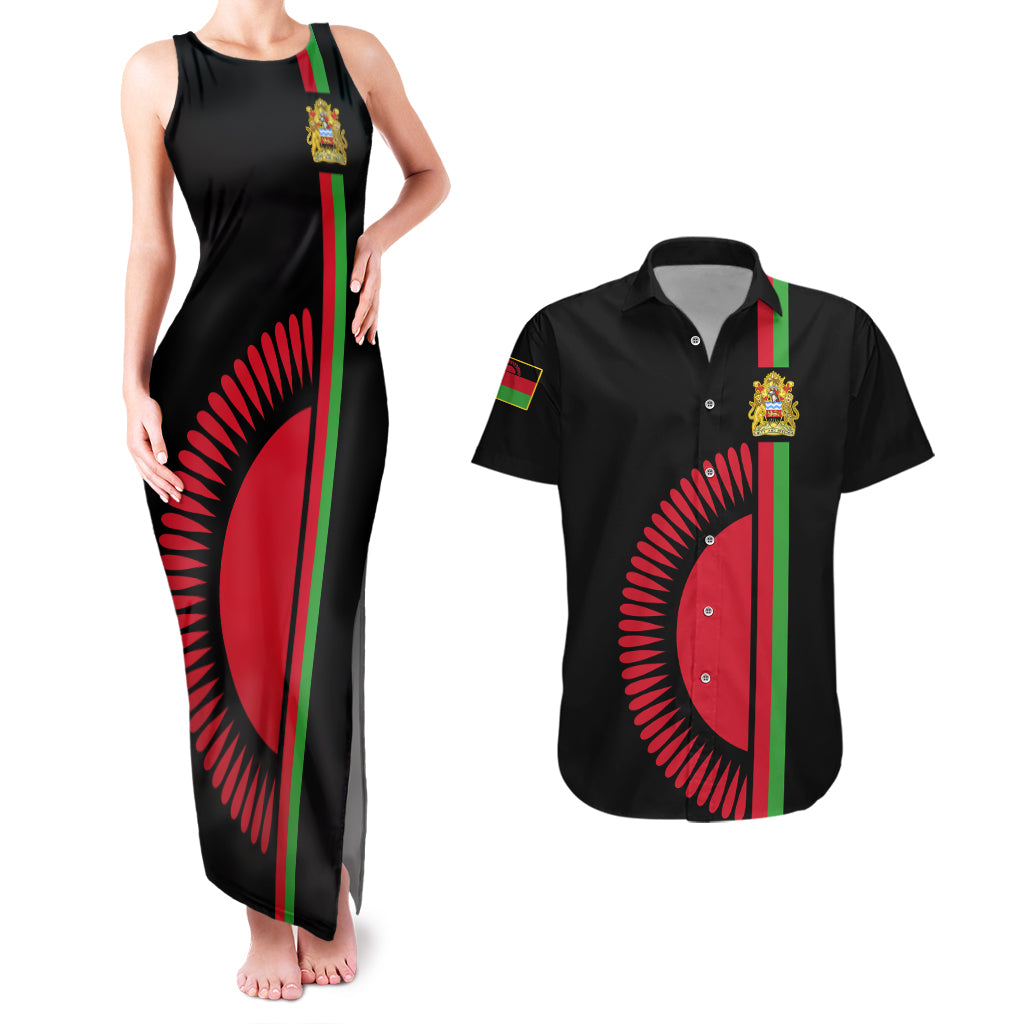 Malawi Couples Matching Tank Maxi Dress and Hawaiian Shirt With Coat Of Arms Flag Style - Wonder Print Shop