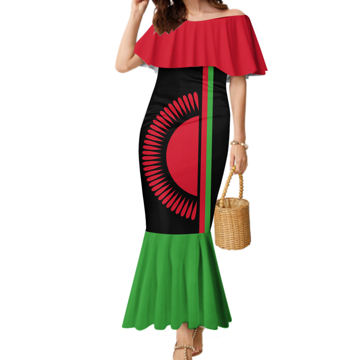 Malawi Mermaid Dress With Coat Of Arms Flag Style - Wonder Print Shop