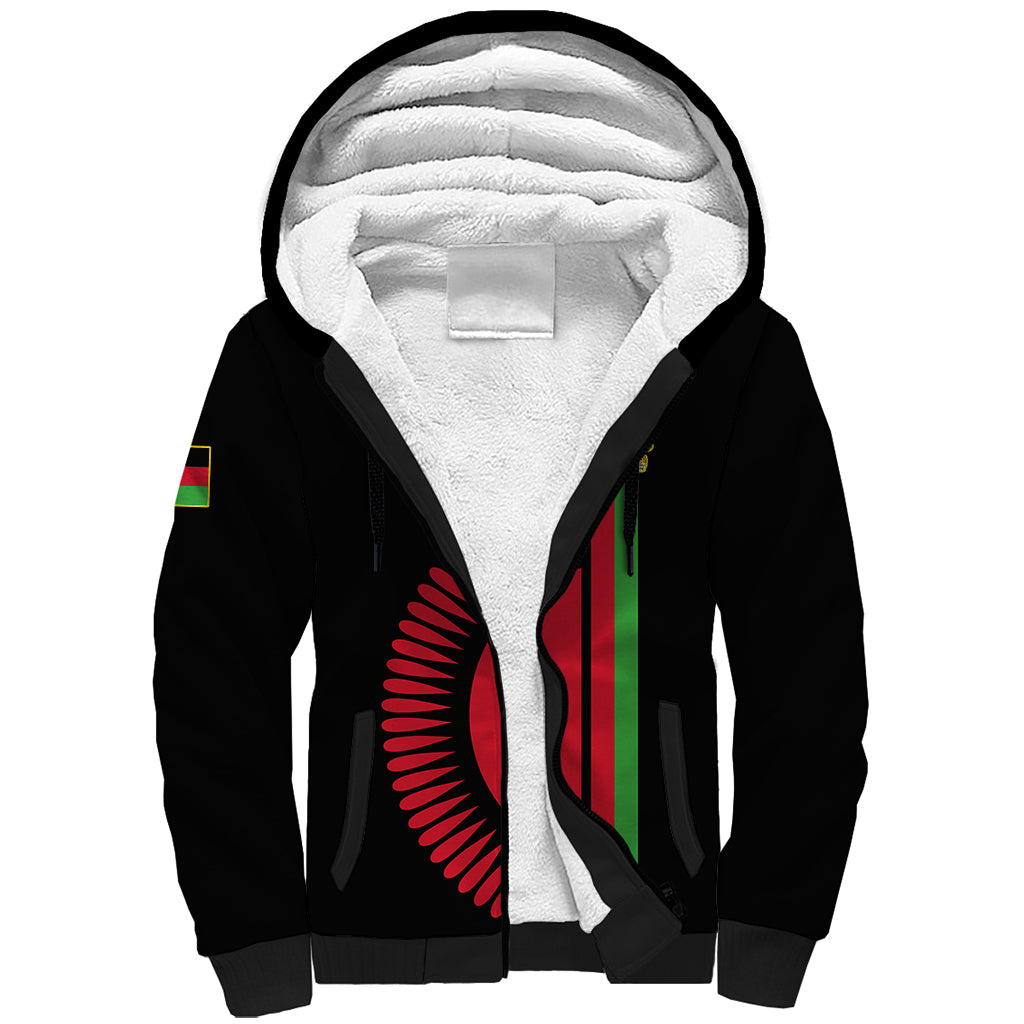 Personalised Malawi Sherpa Hoodie With Coat Of Arms Flag Style - Wonder Print Shop