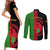 Malawi Couples Matching Short Sleeve Bodycon Dress and Long Sleeve Button Shirts With Coat Of Arms Mix African Pattern - Wonder Print Shop