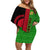 Malawi Off Shoulder Short Dress With Coat Of Arms Mix African Pattern - Wonder Print Shop