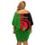 Malawi Off Shoulder Short Dress With Coat Of Arms Mix African Pattern - Wonder Print Shop