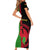 Malawi Short Sleeve Bodycon Dress With Coat Of Arms Mix African Pattern - Wonder Print Shop