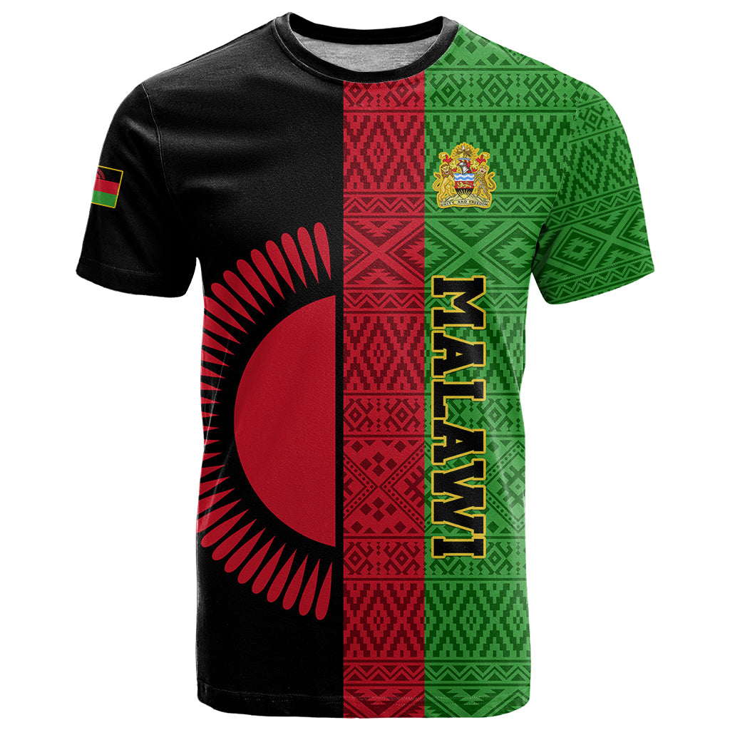 Malawi T Shirt With Coat Of Arms Mix African Pattern - Wonder Print Shop