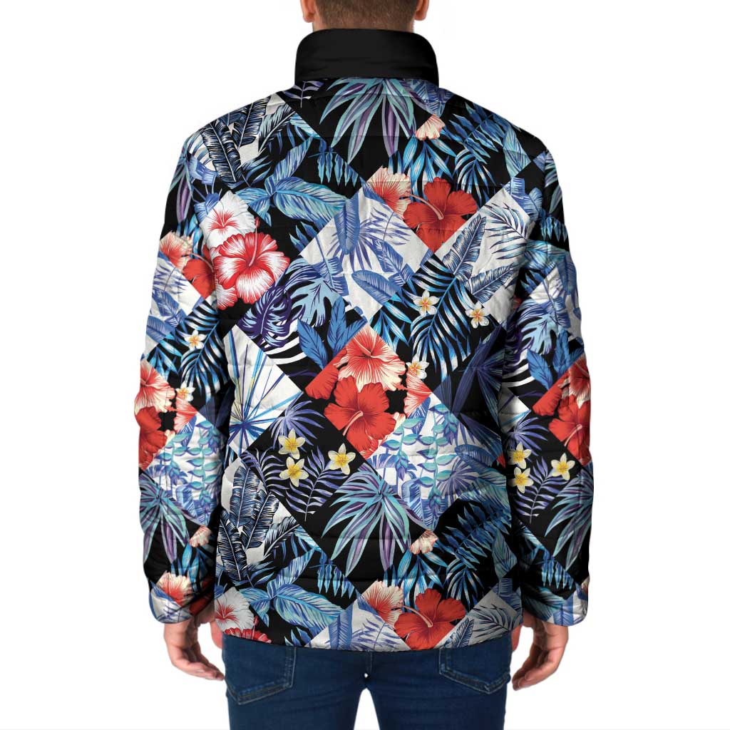 Hawaii Tropicana Blue Pattern Padded Jacket - Wonder Print Shop