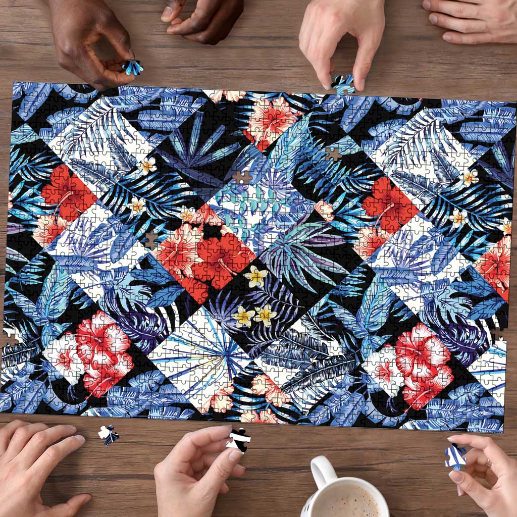 Hawaii Tropicana Blue Pattern Puzzle - Wonder Print Shop