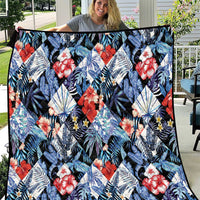Hawaii Tropicana Blue Pattern Quilt - Wonder Print Shop