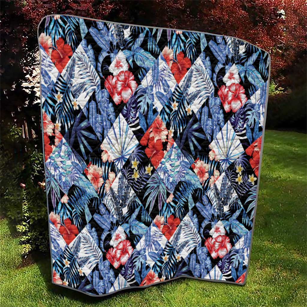 Hawaii Tropicana Blue Pattern Quilt - Wonder Print Shop