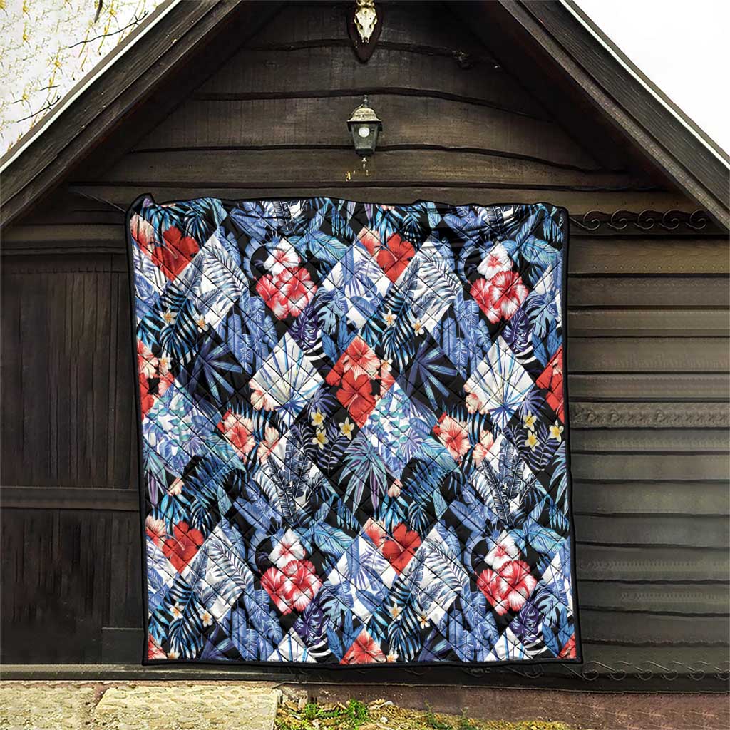 Hawaii Tropicana Blue Pattern Quilt - Wonder Print Shop
