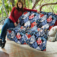 Hawaii Tropicana Blue Pattern Quilt - Wonder Print Shop