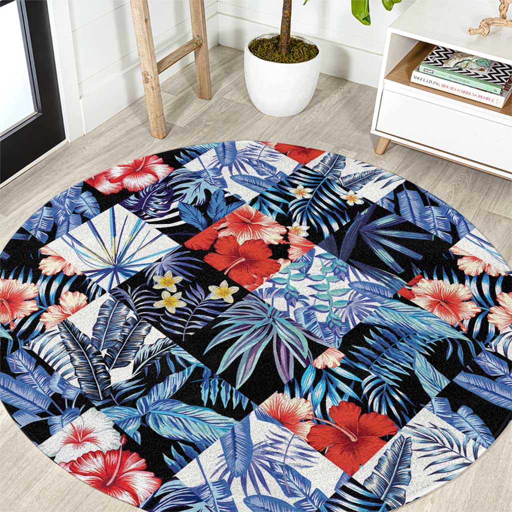 Hawaii Tropicana Blue Pattern Round Carpet - Wonder Print Shop