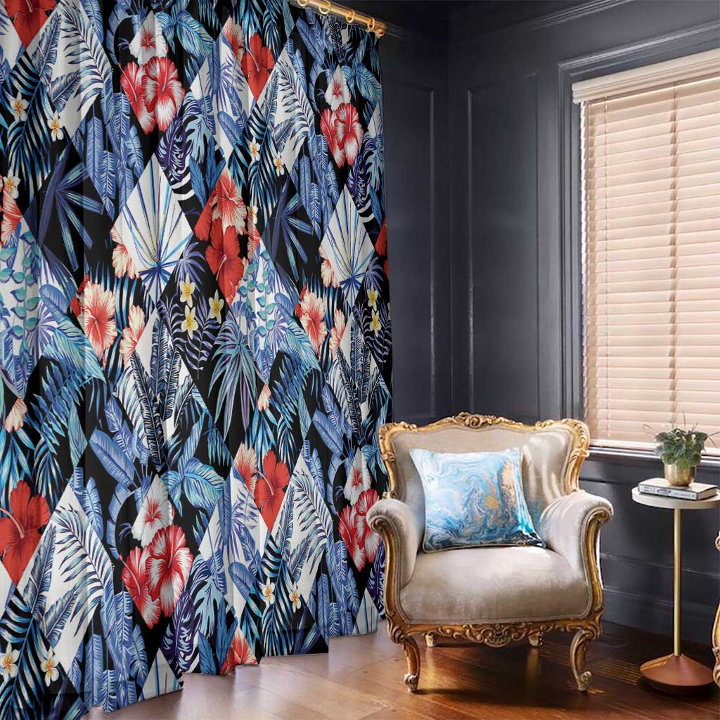 Hawaii Tropicana Blue Pattern Window Curtain - Wonder Print Shop