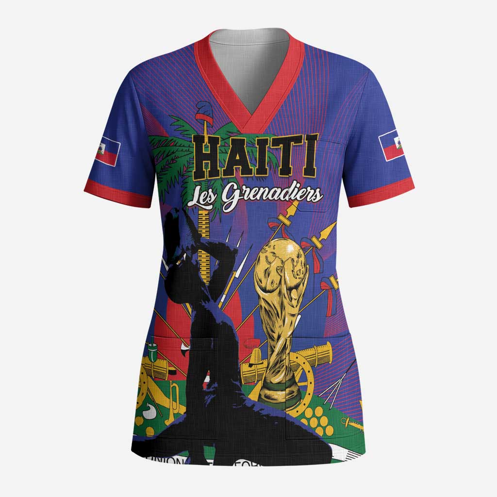 Custom Haiti World Football 2026 Scrub Top Go Les Grenadiers - Wonder Print Shop