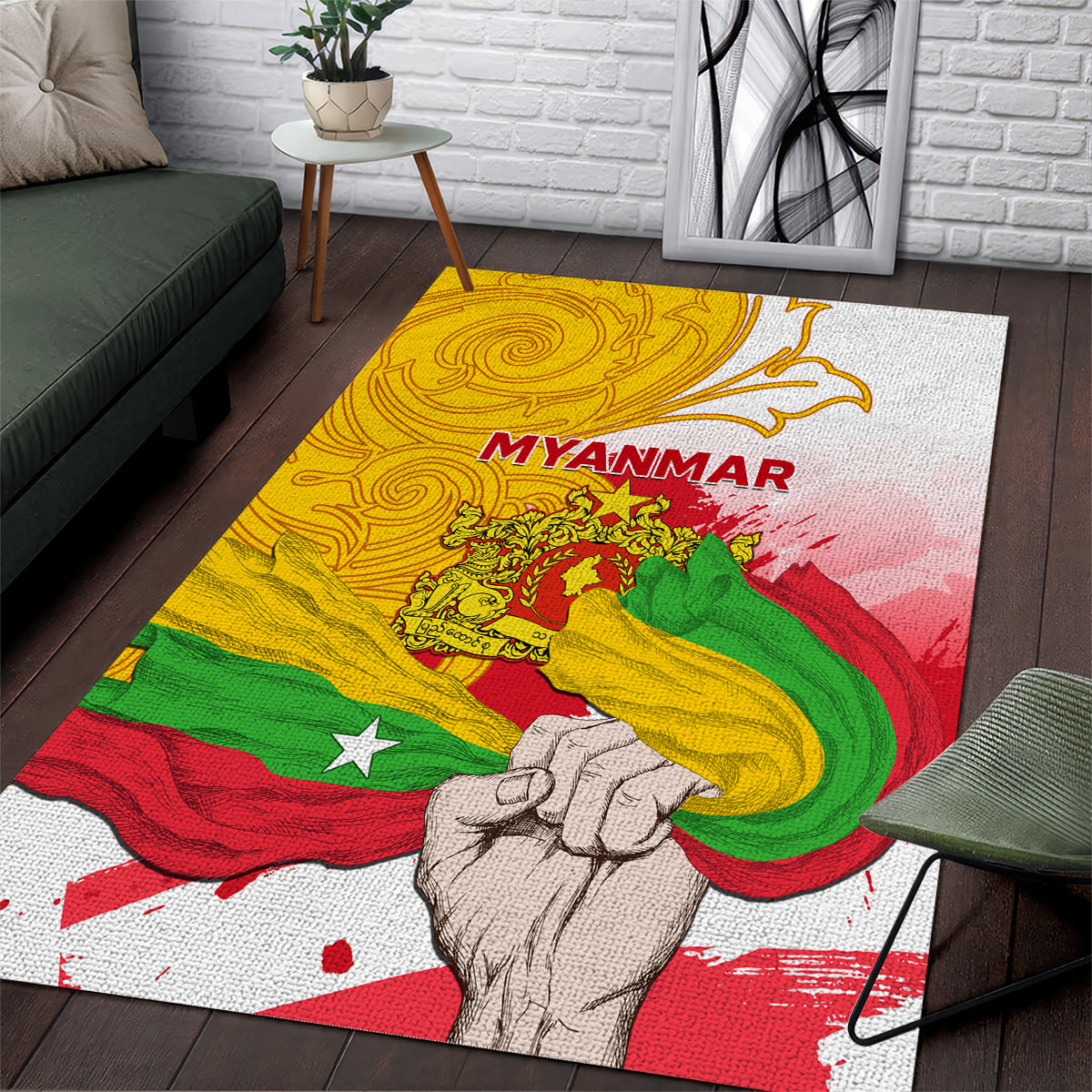 Myanmar Independence Day Area Rug Brahmadesh Kanote Pattern - Wonder Print Shop