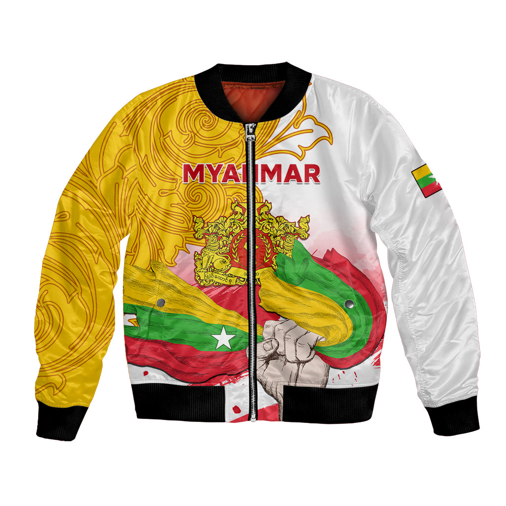 Myanmar Independence Day Bomber Jacket Brahmadesh Kanote Pattern - Wonder Print Shop